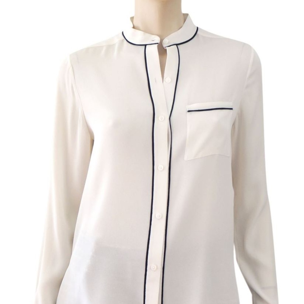 Alice + Olivia Ivory Silk Button Blouse